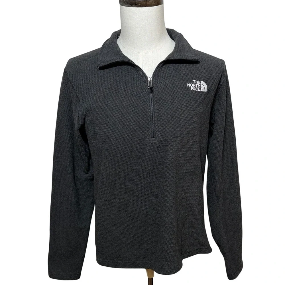 The North Face Cap Rock Fleece 1/4 Zip Pullover Mens Medium Gray Textured Lined